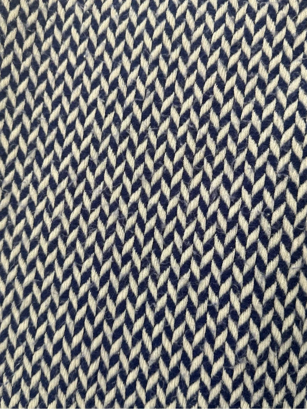 West Elm Navy Blue Chevron Throw Blanket Herringbone Fringe Modern Cottage decor